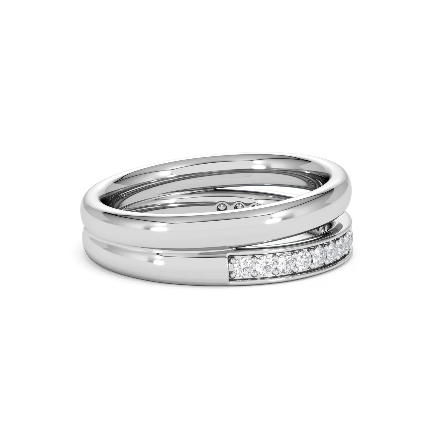 Duo Curve Stacking Lab Diamond Ring 0.26ct in 925 Silver - Image 30