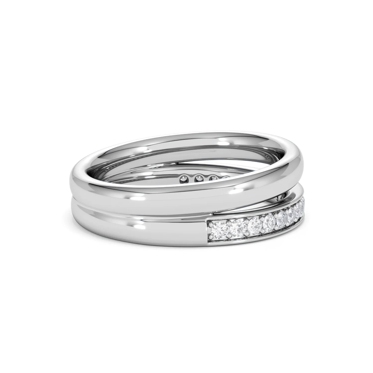 Duo Curve Stacking Lab Diamond Ring 0.26ct in 925 Silver - Image 31