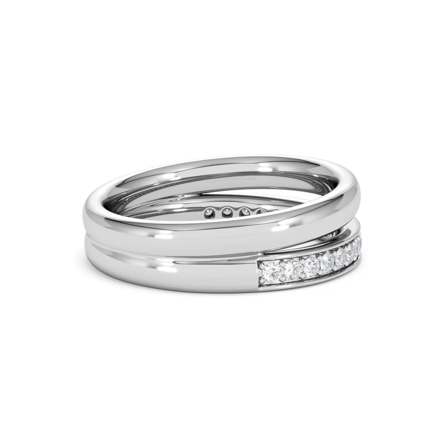 Duo Curve Stacking Lab Diamond Ring 0.26ct in 925 Silver - Image 32
