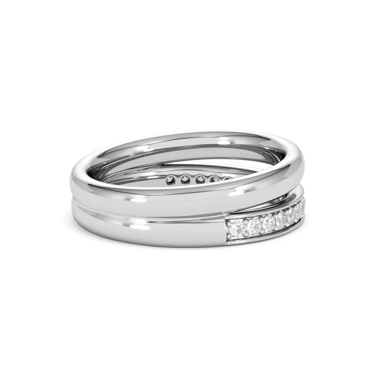 Duo Curve Stacking Lab Diamond Ring 0.26ct in 925 Silver - Image 33