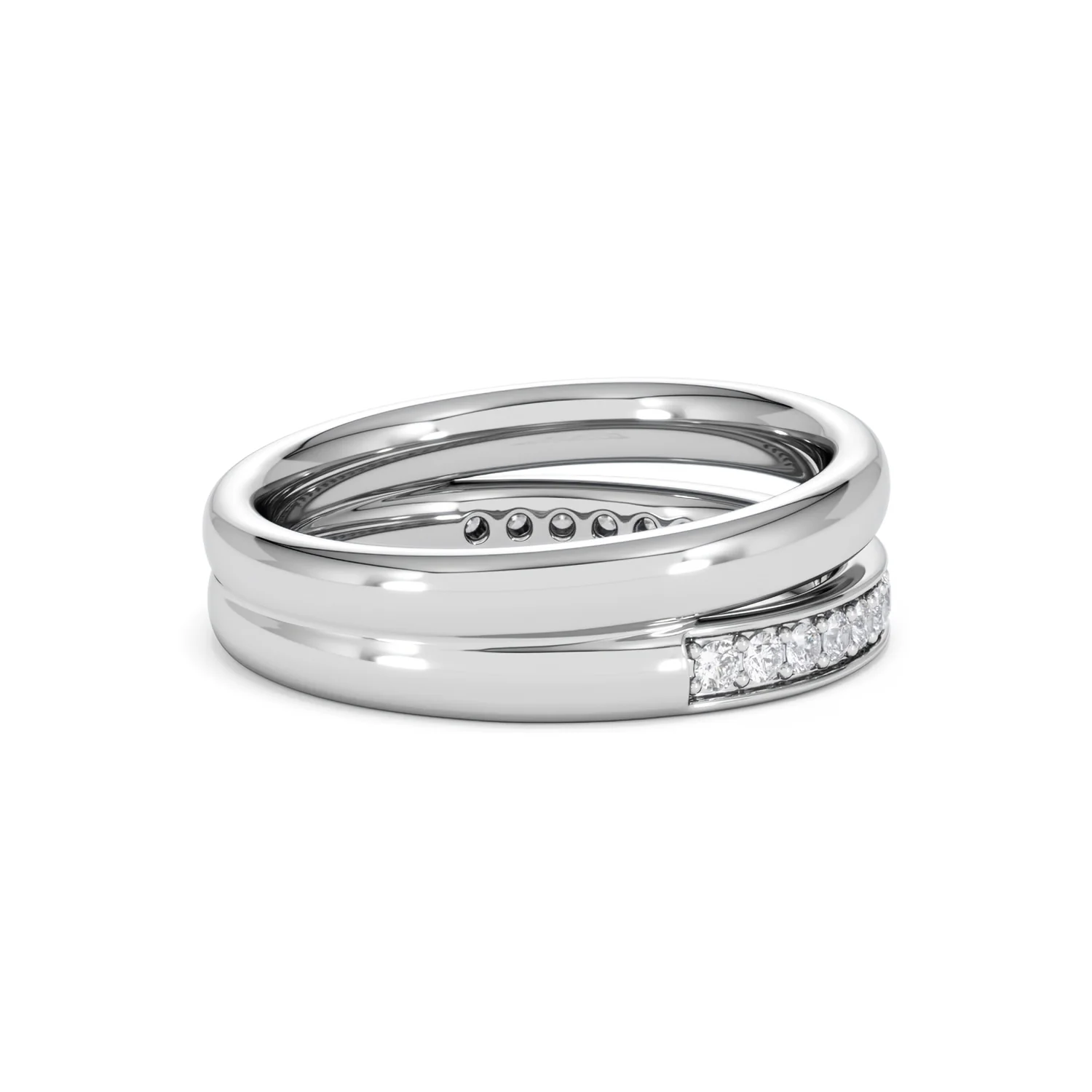 Duo Curve Stacking Lab Diamond Ring 0.26ct in 925 Silver - Image 34