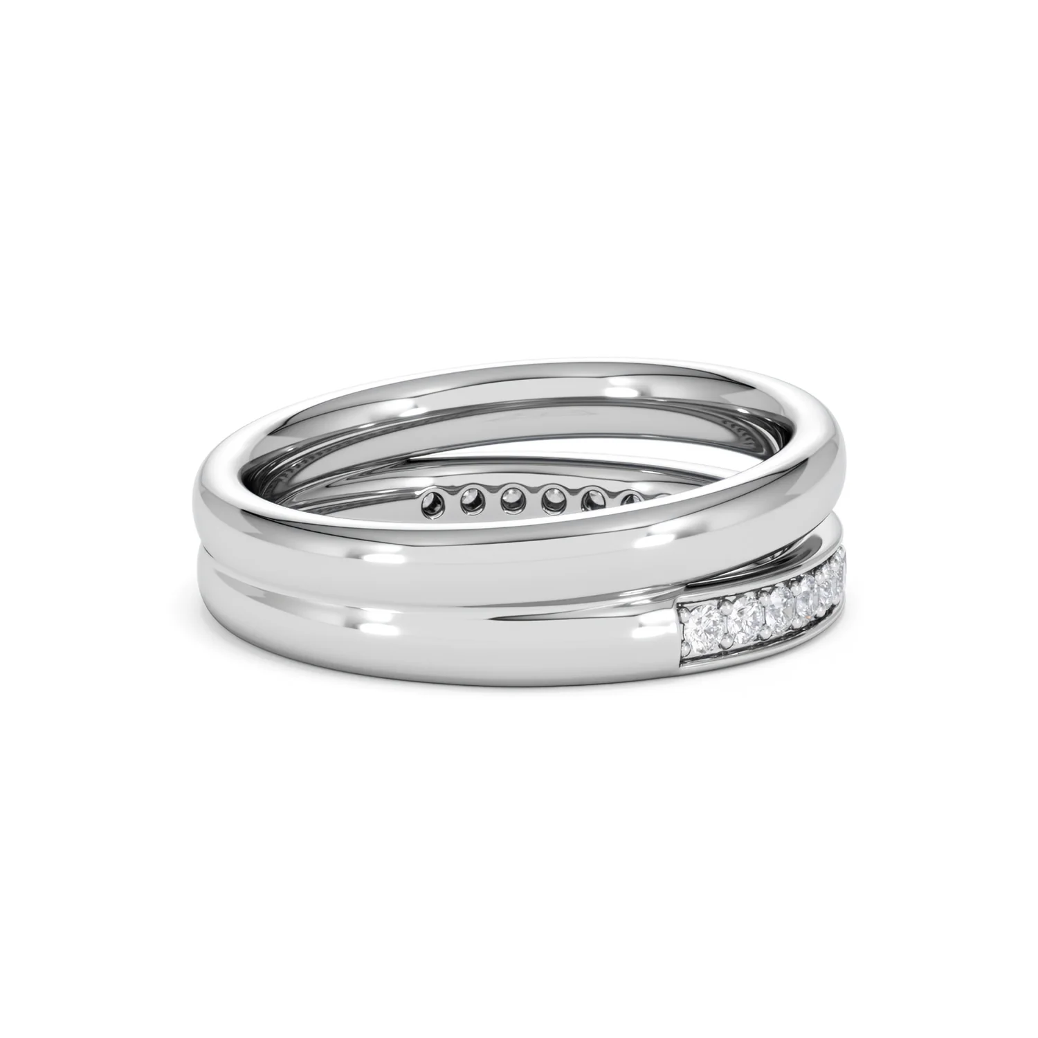 Duo Curve Stacking Lab Diamond Ring 0.26ct in 925 Silver - Image 35