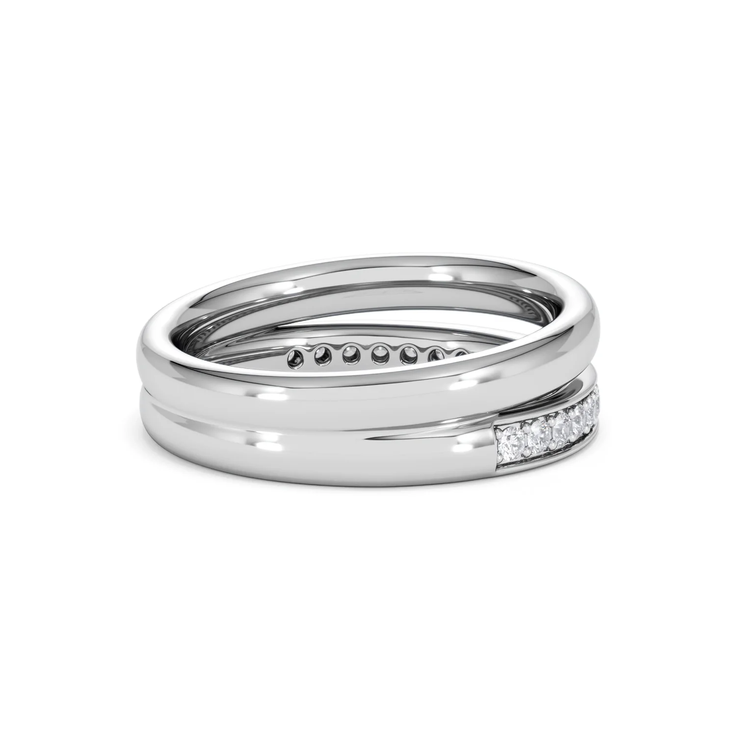 Duo Curve Stacking Lab Diamond Ring 0.26ct in 925 Silver - Image 36