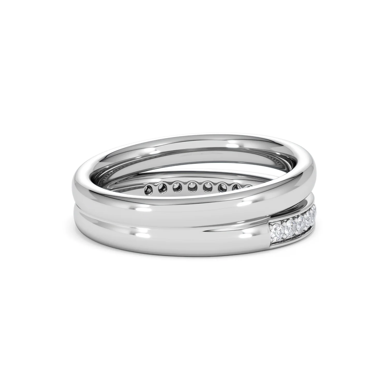 Duo Curve Stacking Lab Diamond Ring 0.26ct in 925 Silver - Image 37