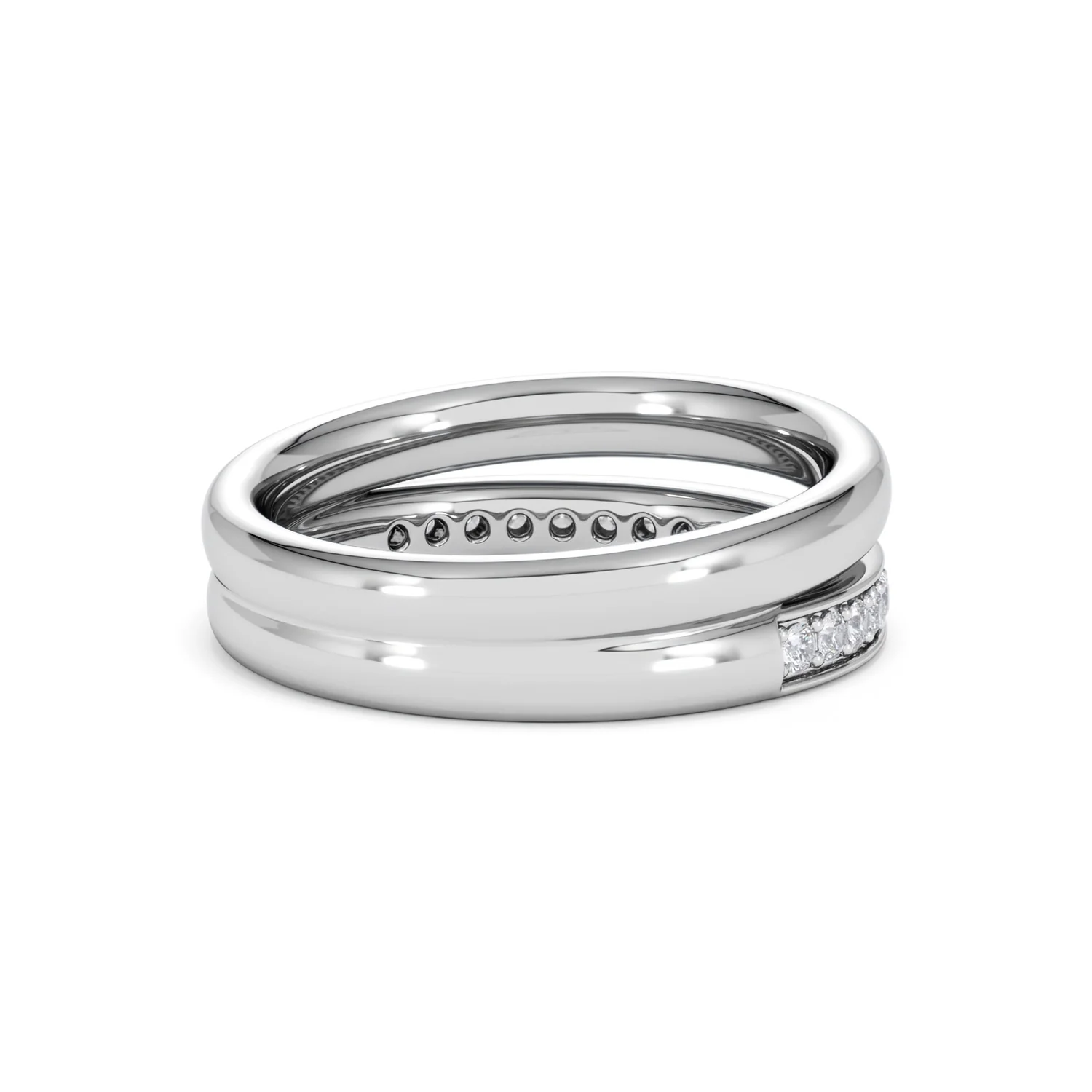 Duo Curve Stacking Lab Diamond Ring 0.26ct in 925 Silver - Image 38