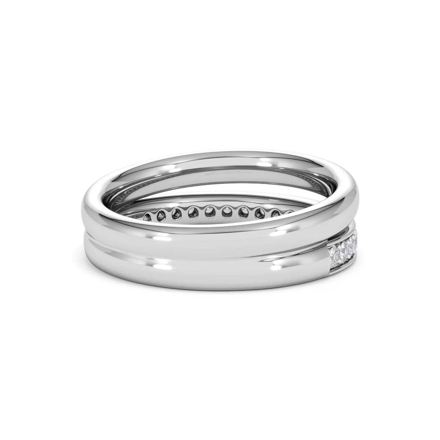 Duo Curve Stacking Lab Diamond Ring 0.26ct in 925 Silver - Image 40