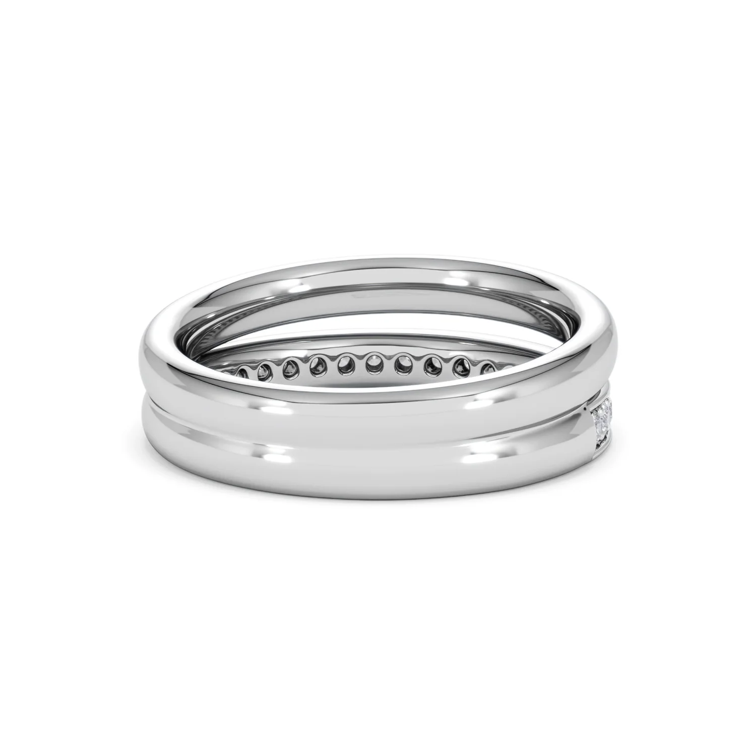 Duo Curve Stacking Lab Diamond Ring 0.26ct in 925 Silver - Image 43