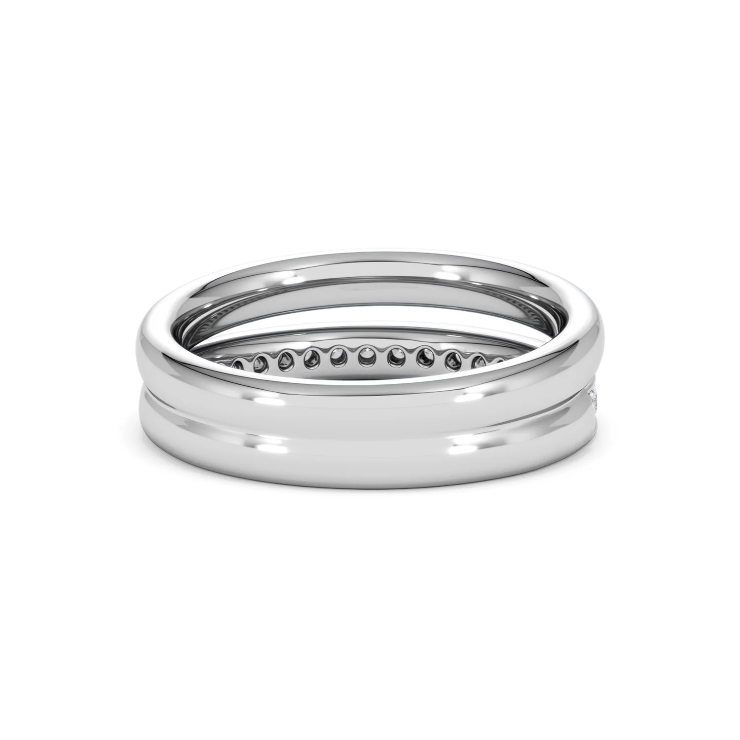Duo Curve Stacking Lab Diamond Ring 0.26ct in 925 Silver - Image 45