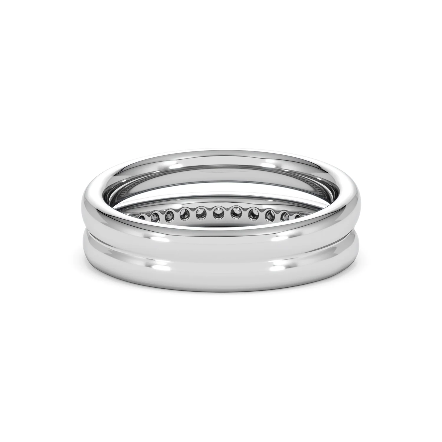 Duo Curve Stacking Lab Diamond Ring 0.26ct in 925 Silver - Image 47