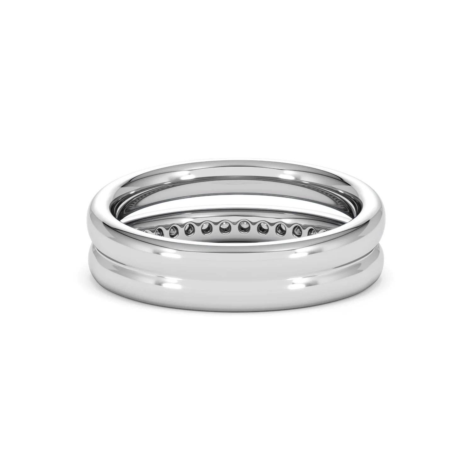 Duo Curve Stacking Lab Diamond Ring 0.26ct in 925 Silver - Image 48