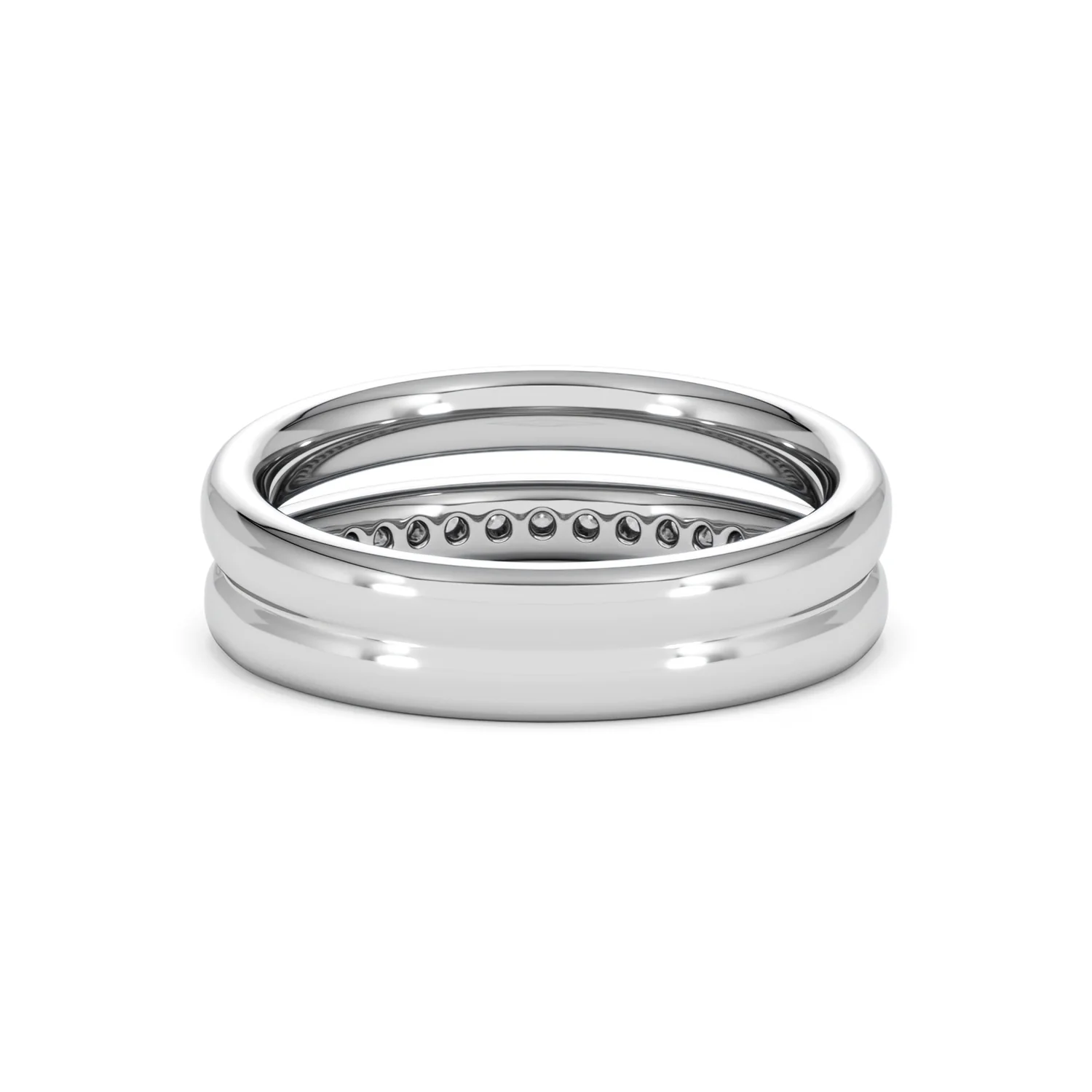 Duo Curve Stacking Lab Diamond Ring 0.26ct in 925 Silver - Image 49