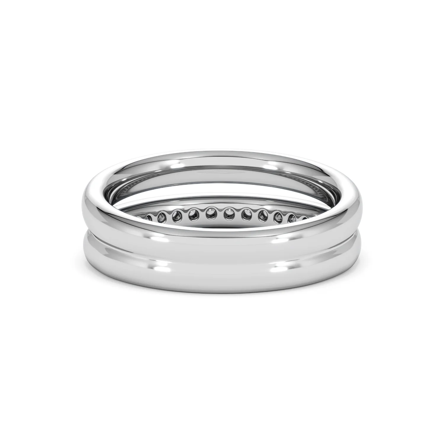 Duo Curve Stacking Lab Diamond Ring 0.26ct in 925 Silver - Image 50