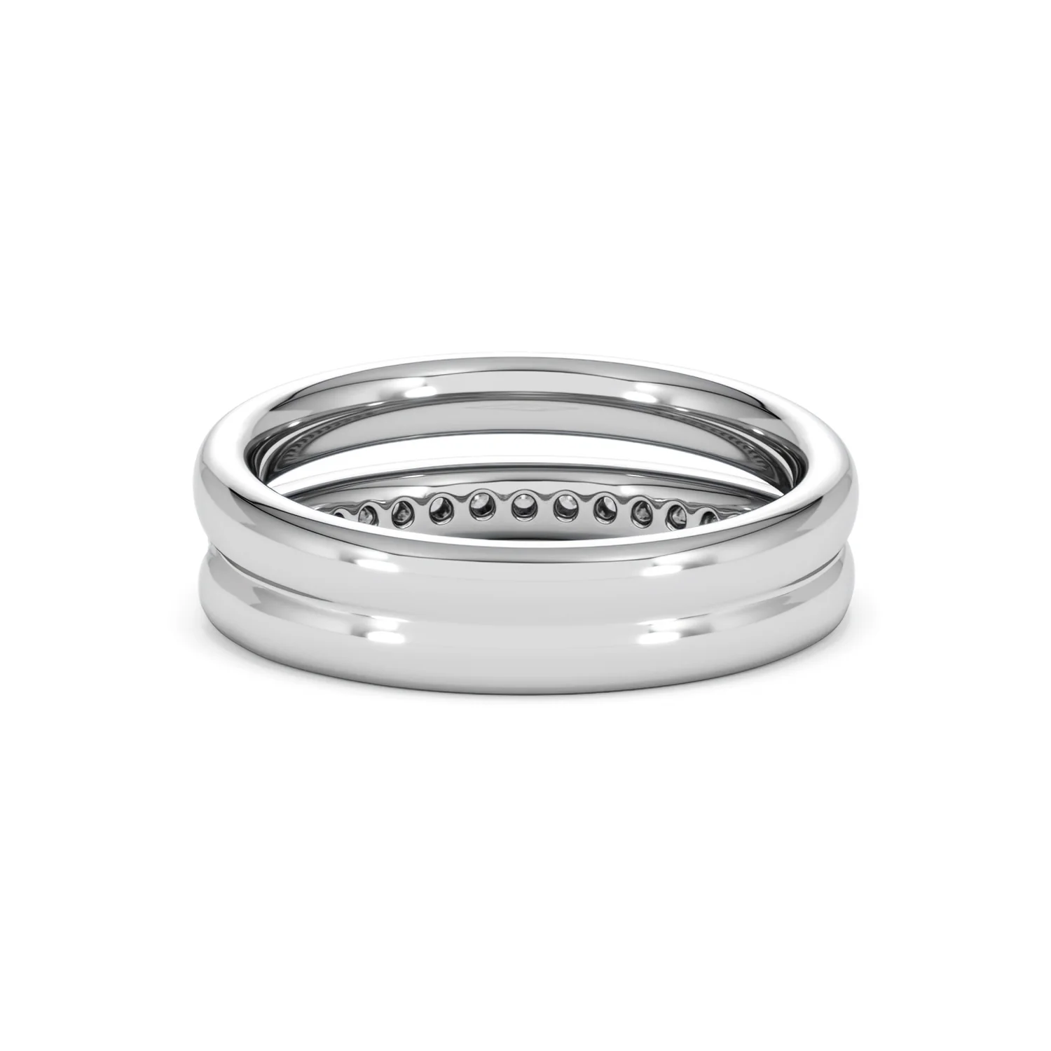 Duo Curve Stacking Lab Diamond Ring 0.26ct in 925 Silver - Image 51