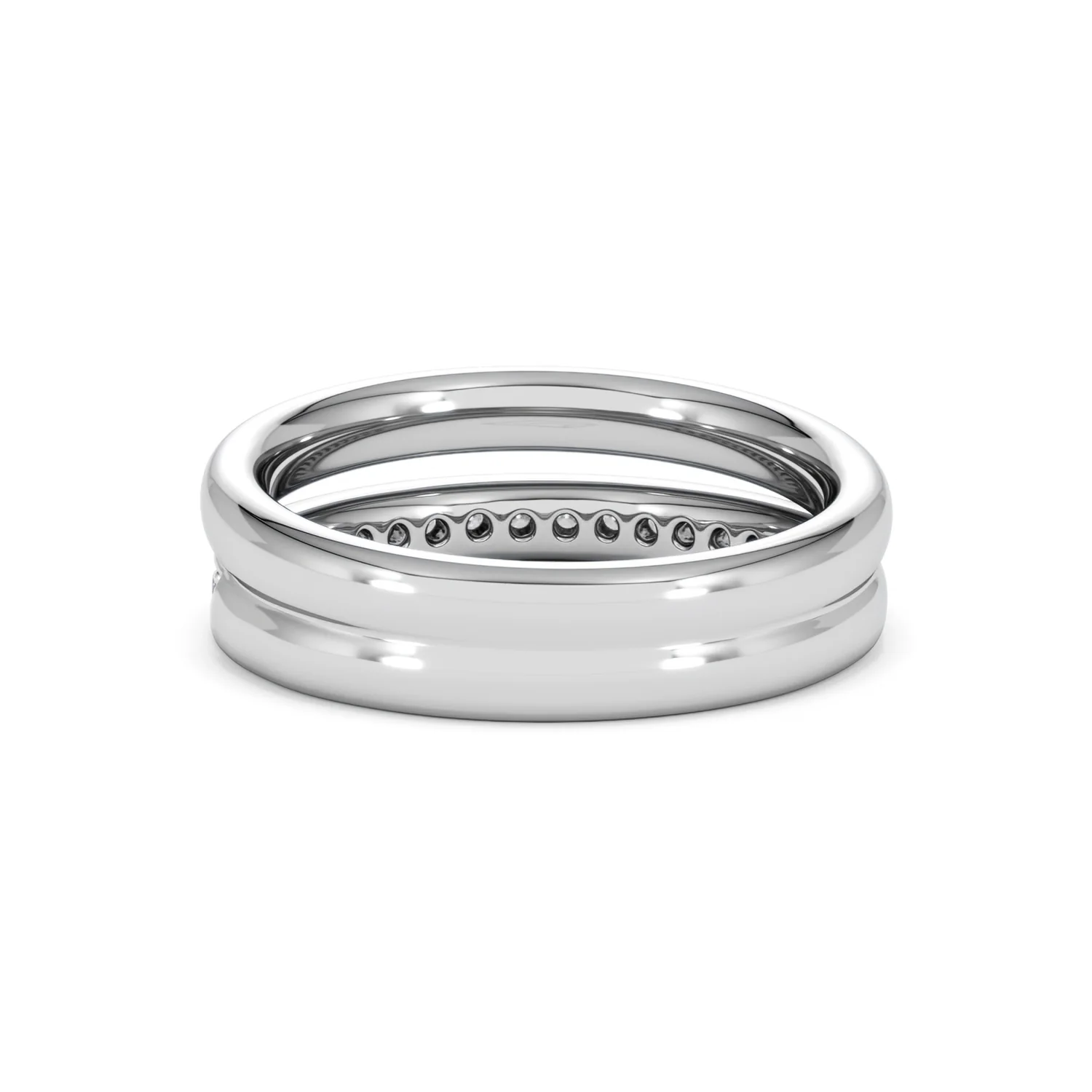 Duo Curve Stacking Lab Diamond Ring 0.26ct in 925 Silver - Image 52