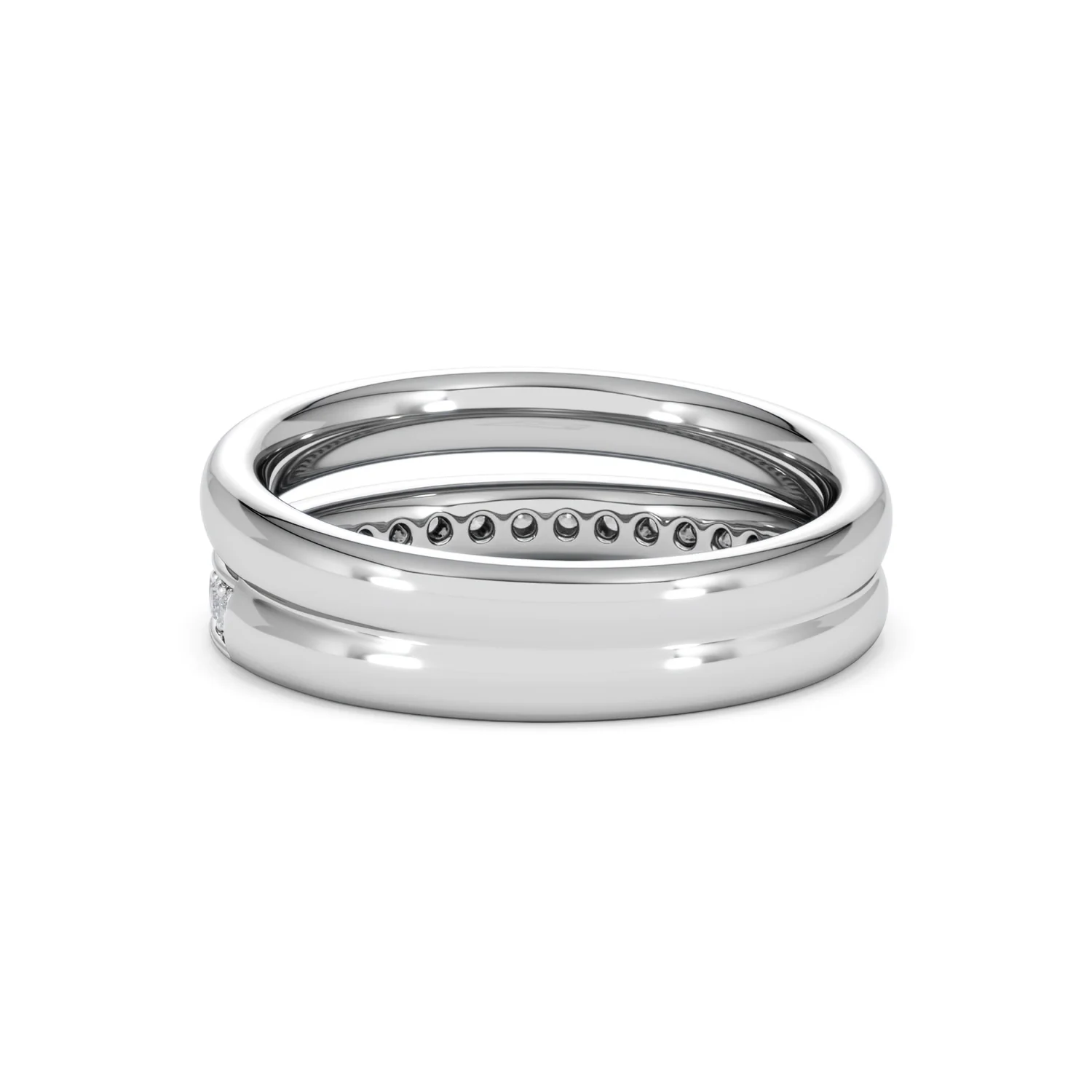 Duo Curve Stacking Lab Diamond Ring 0.26ct in 925 Silver - Image 54