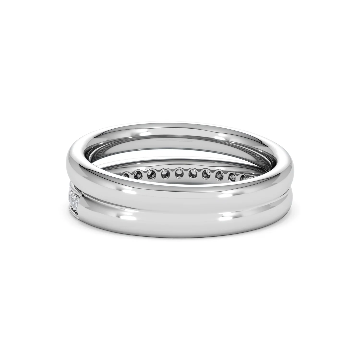 Duo Curve Stacking Lab Diamond Ring 0.26ct in 925 Silver - Image 55