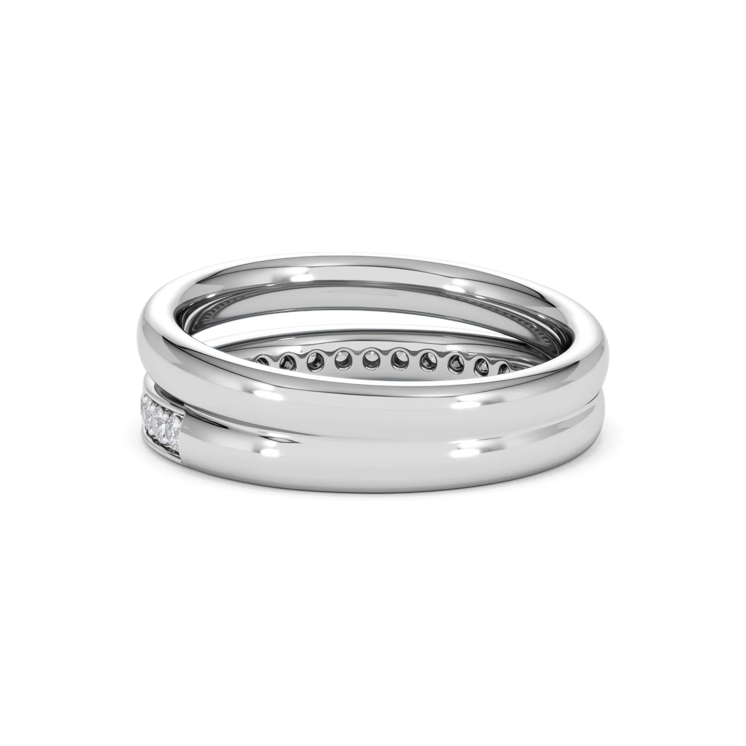 Duo Curve Stacking Lab Diamond Ring 0.26ct in 925 Silver - Image 57