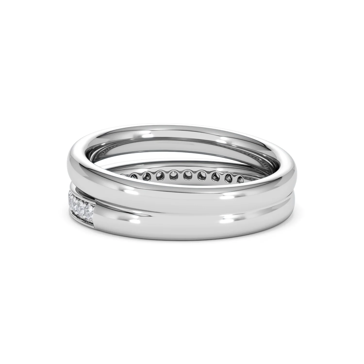 Duo Curve Stacking Lab Diamond Ring 0.26ct in 925 Silver - Image 58