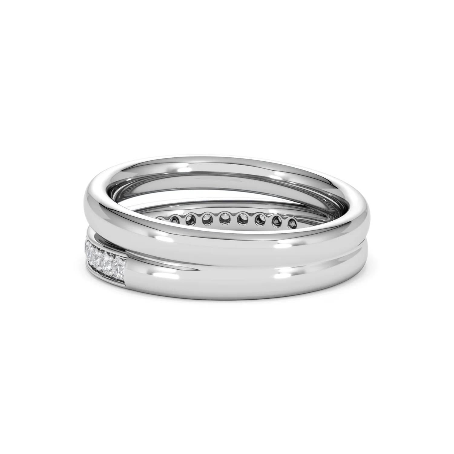 Duo Curve Stacking Lab Diamond Ring 0.26ct in 925 Silver - Image 59