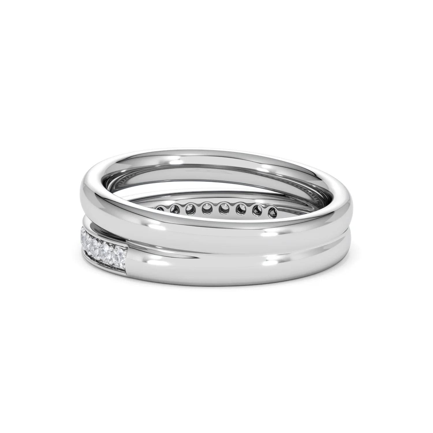Duo Curve Stacking Lab Diamond Ring 0.26ct in 925 Silver - Image 60