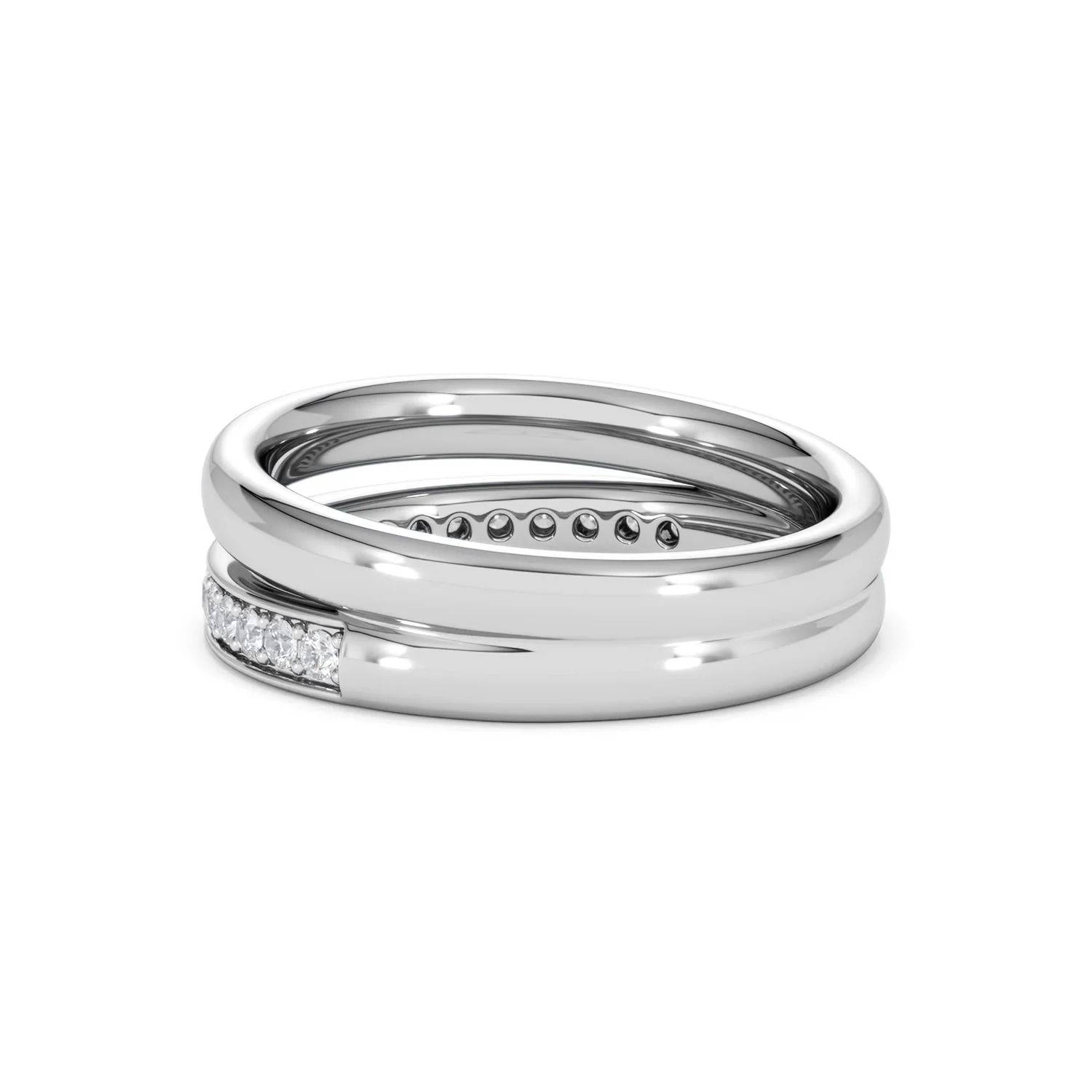 Duo Curve Stacking Lab Diamond Ring 0.26ct in 925 Silver - Image 61