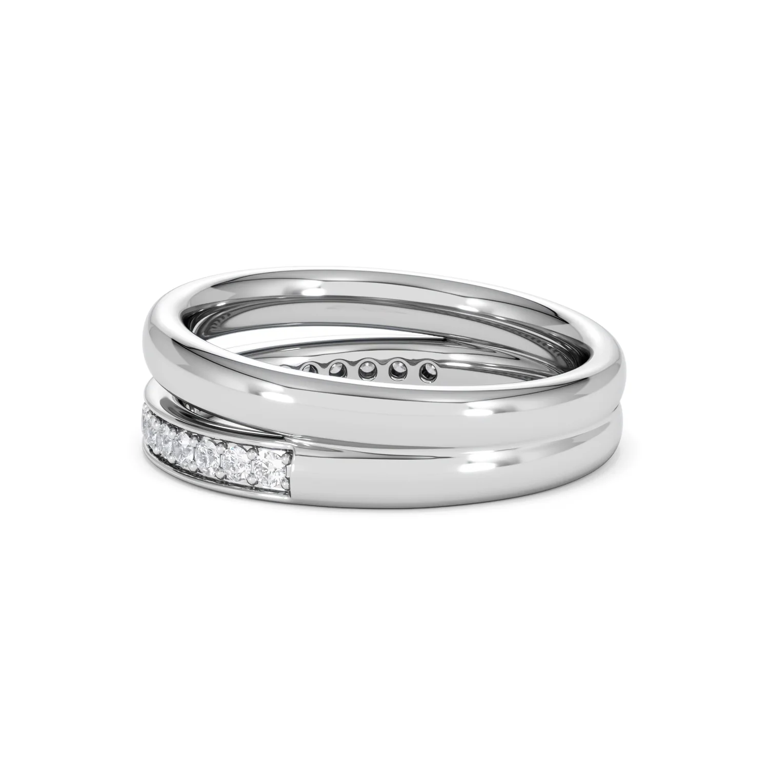 Duo Curve Stacking Lab Diamond Ring 0.26ct in 925 Silver - Image 64