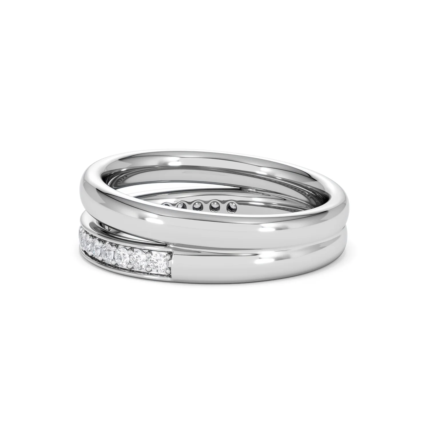 Duo Curve Stacking Lab Diamond Ring 0.26ct in 925 Silver - Image 65