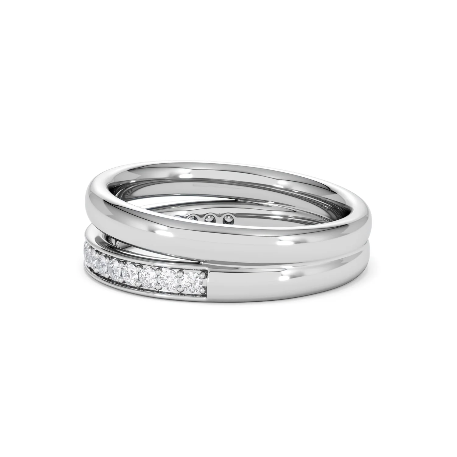 Duo Curve Stacking Lab Diamond Ring 0.26ct in 925 Silver - Image 67