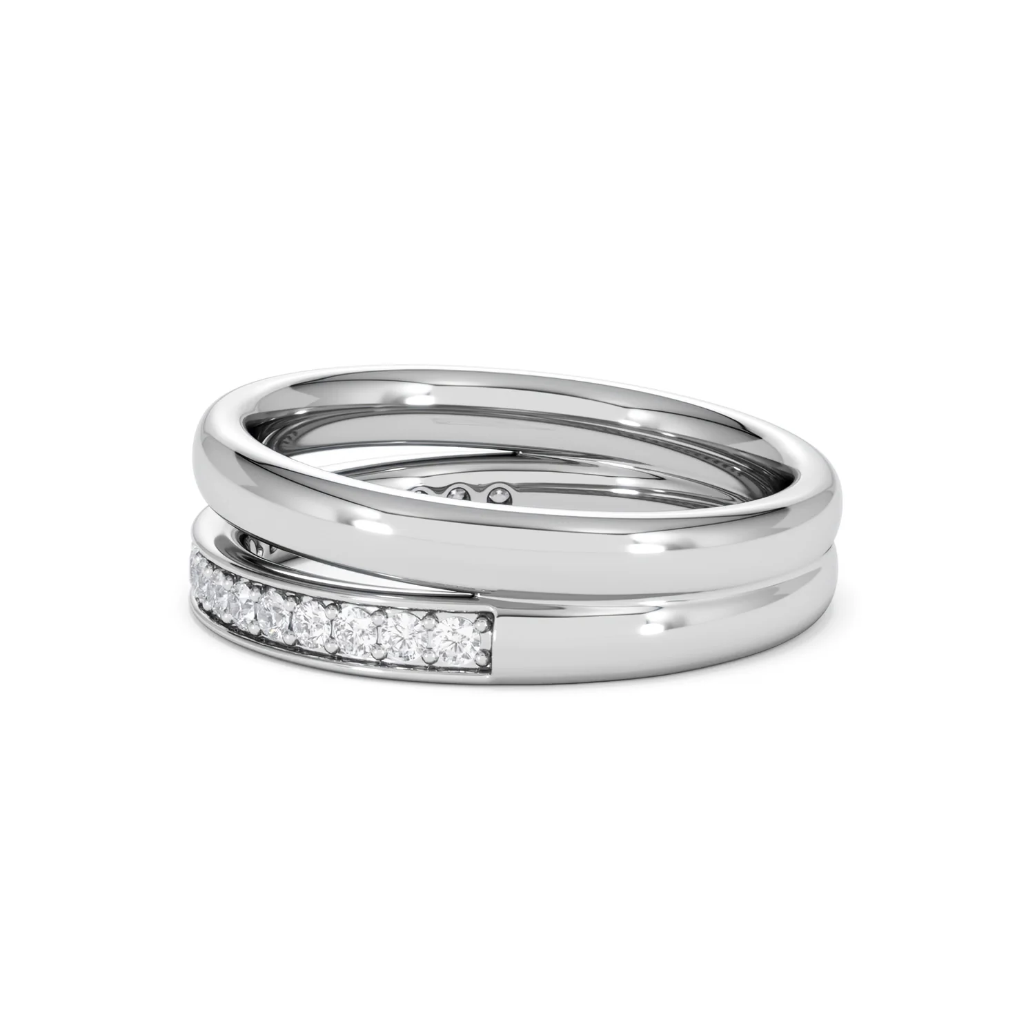 Duo Curve Stacking Lab Diamond Ring 0.26ct in 925 Silver - Image 68
