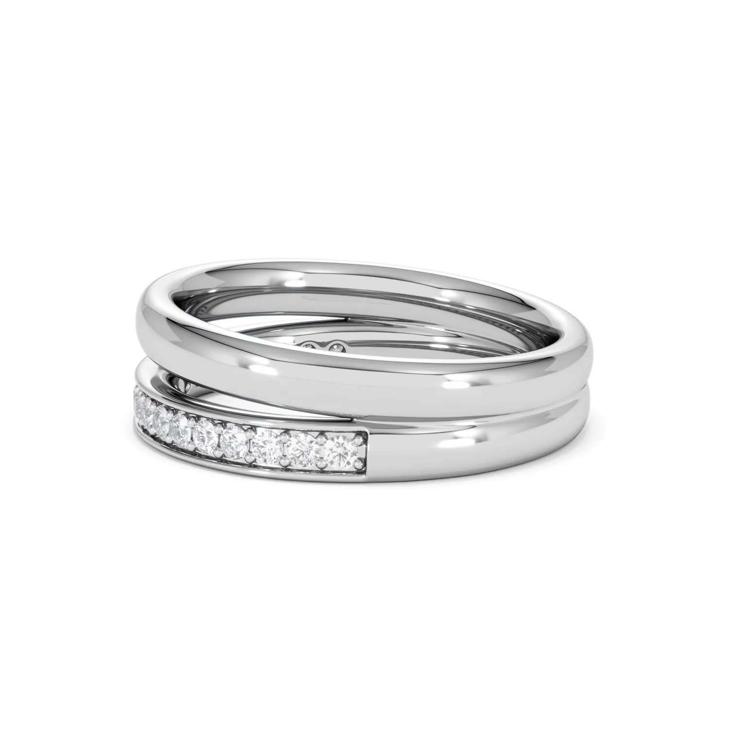 Duo Curve Stacking Lab Diamond Ring 0.26ct in 925 Silver - Image 69