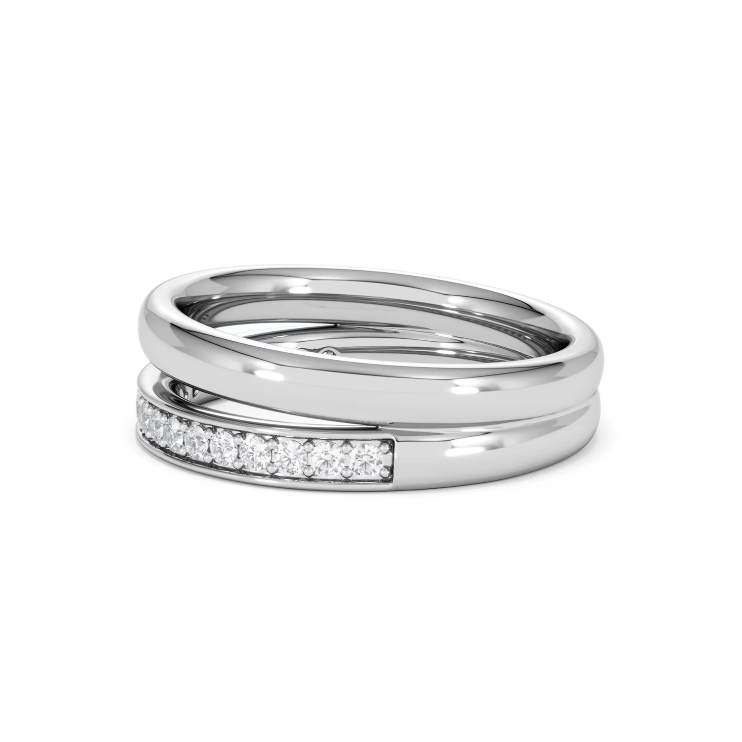 Duo Curve Stacking Lab Diamond Ring 0.26ct in 925 Silver - Image 70