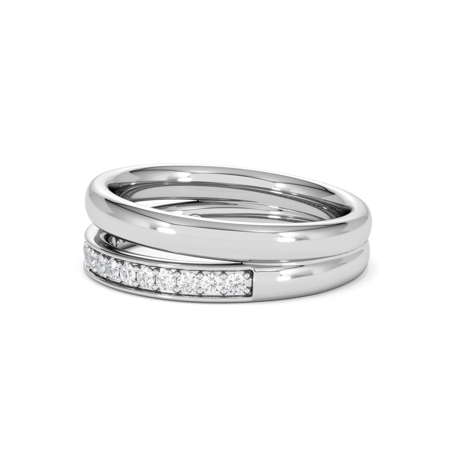 Duo Curve Stacking Lab Diamond Ring 0.26ct in 925 Silver - Image 71