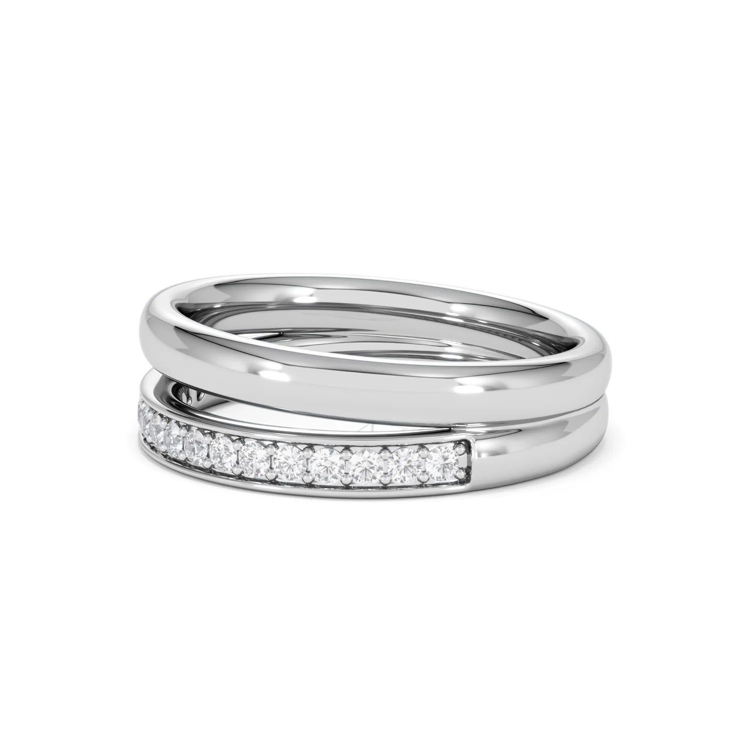 Duo Curve Stacking Lab Diamond Ring 0.26ct in 925 Silver - Image 74