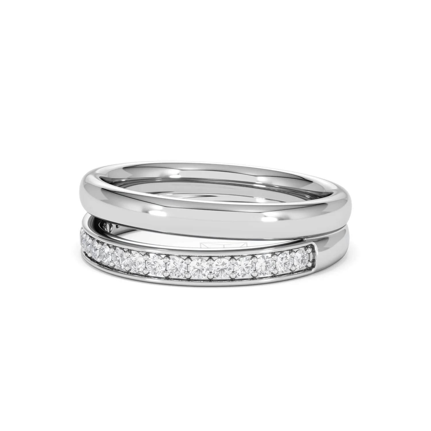 Duo Curve Stacking Lab Diamond Ring 0.26ct in 925 Silver - Image 79