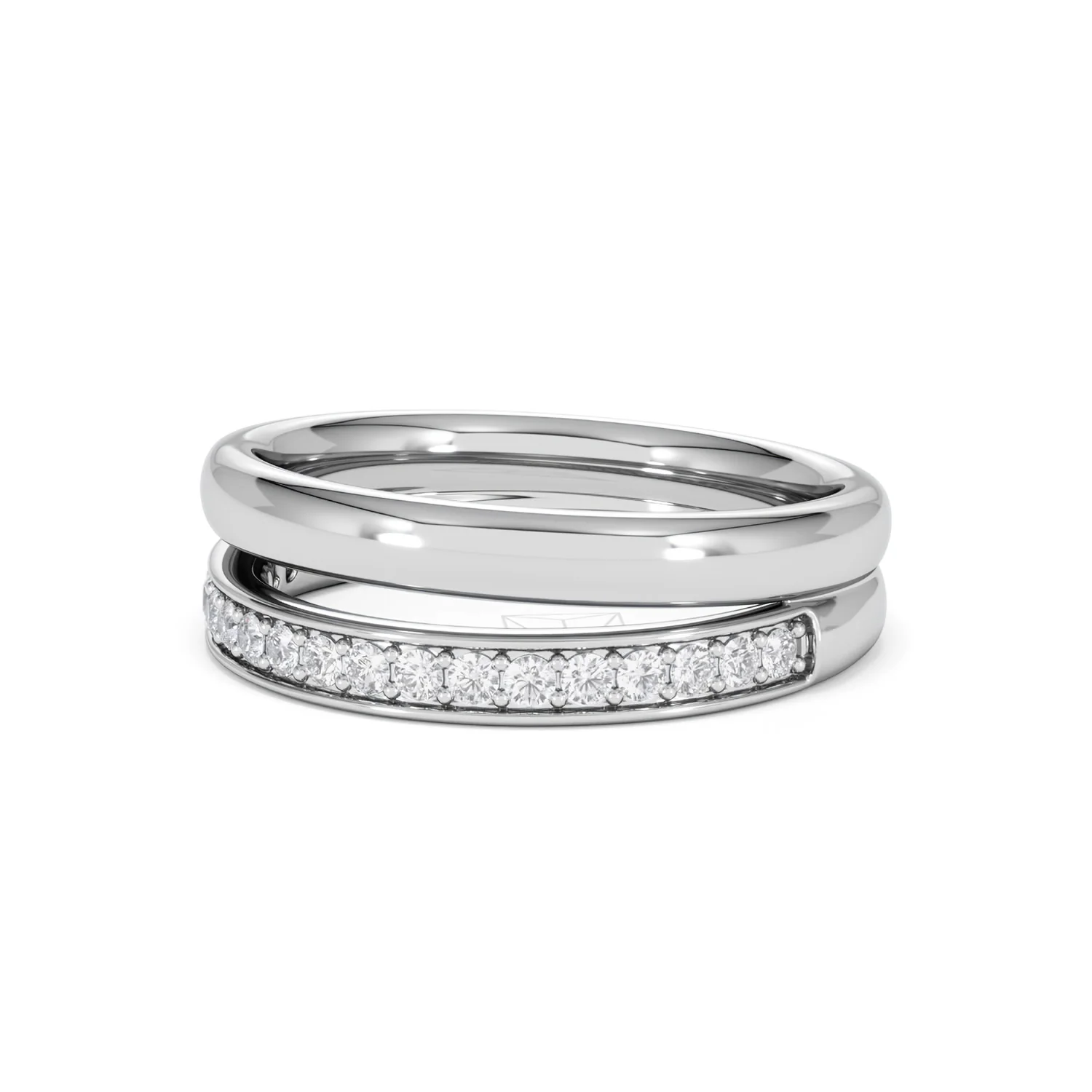 Duo Curve Stacking Lab Diamond Ring 0.26ct in 925 Silver - Image 80