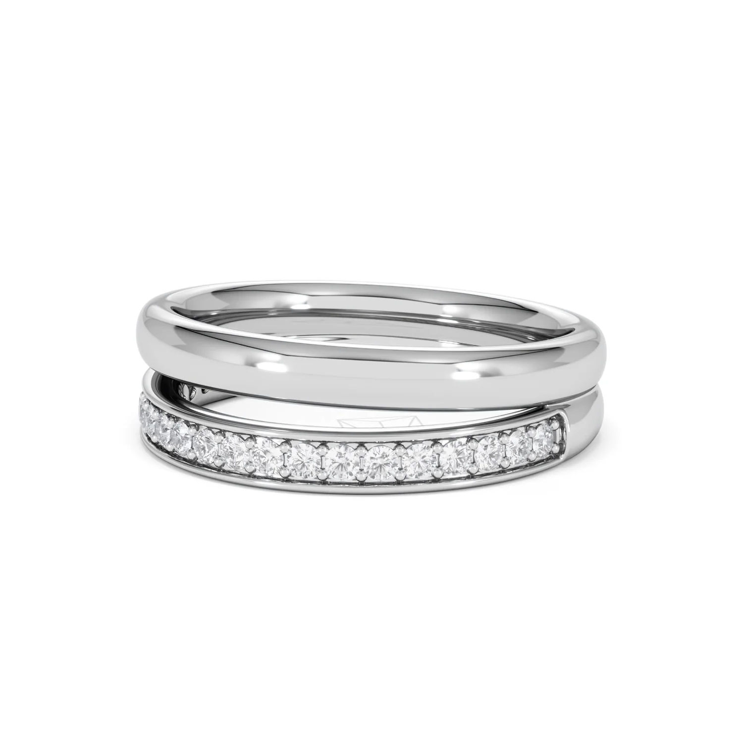 Duo Curve Stacking Lab Diamond Ring 0.26ct in 925 Silver - Image 81