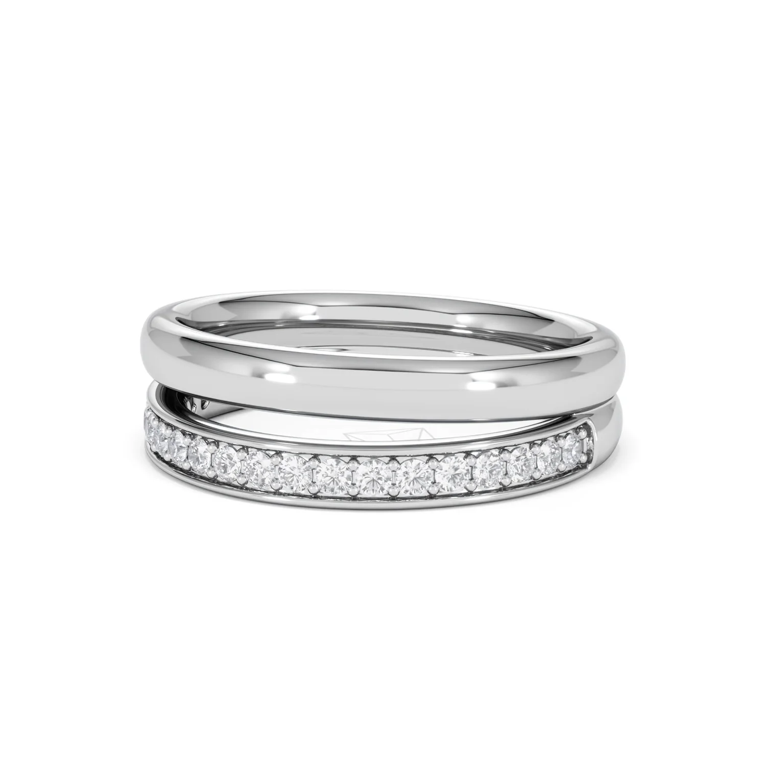 Duo Curve Stacking Lab Diamond Ring 0.26ct in 925 Silver - Image 82