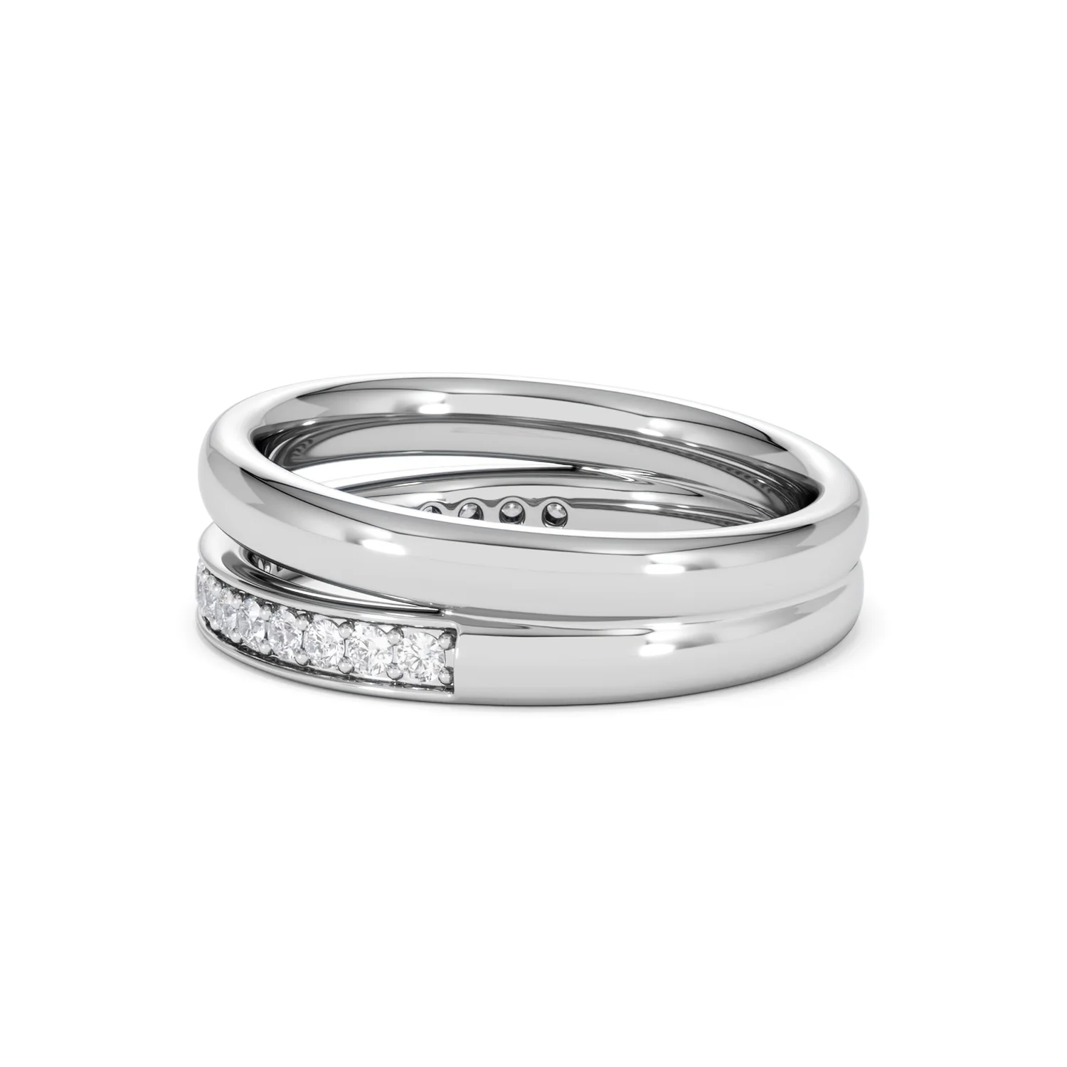 Duo Curve Stacking Lab Diamond Ring 0.26ct in 9K White Gold - Image 66