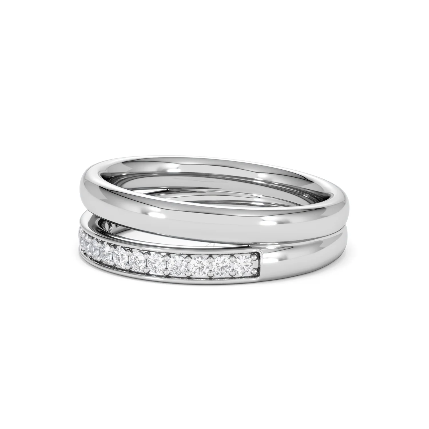 Duo Curve Stacking Lab Diamond Ring 0.26ct in 9K White Gold - Image 73