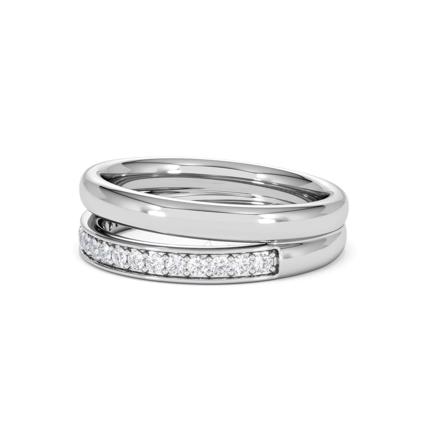 Duo Curve Stacking Lab Diamond Ring 0.26ct in 9K White Gold - Image 75