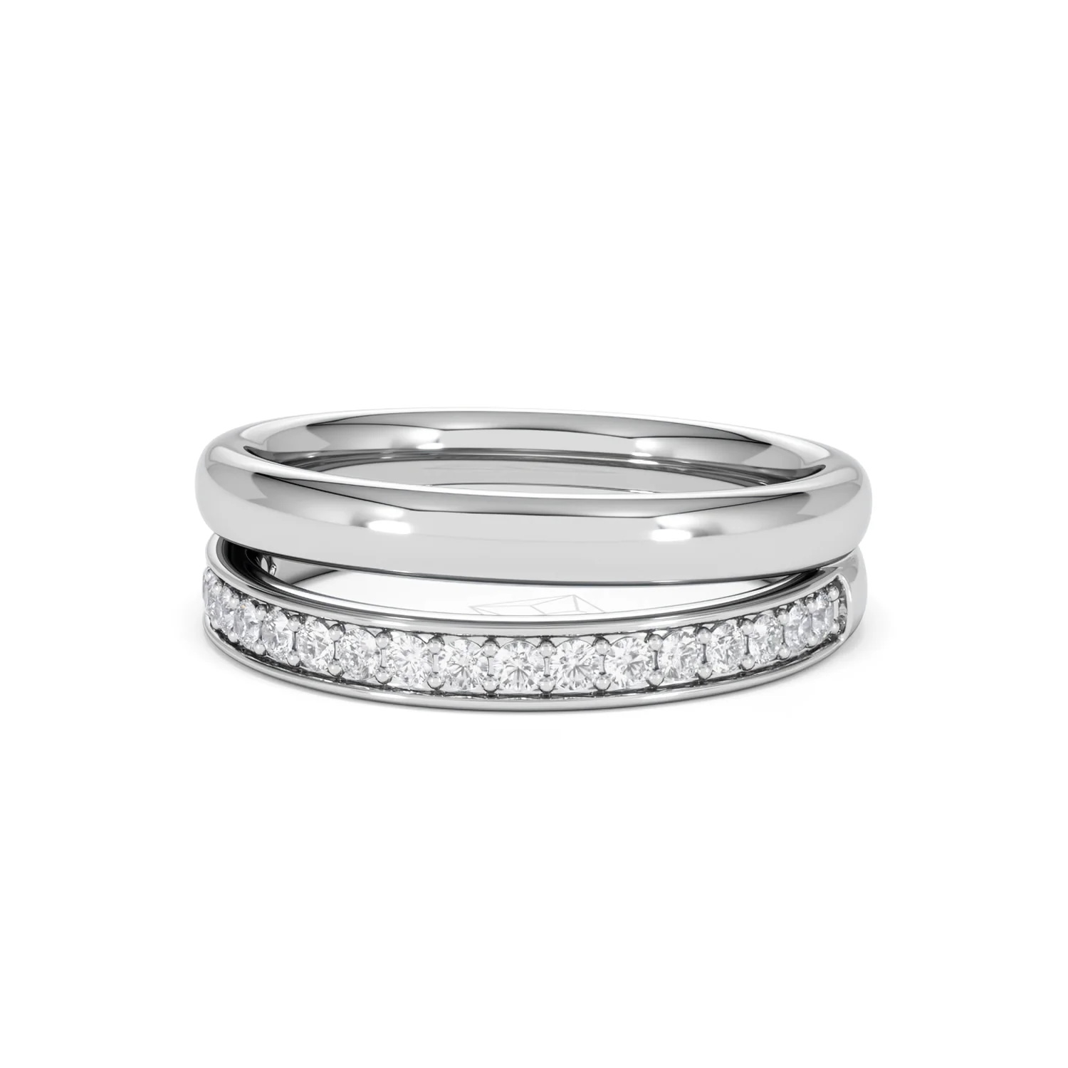 Duo Curve Stacking Lab Diamond Ring 0.26ct in 9K White Gold - Image 84