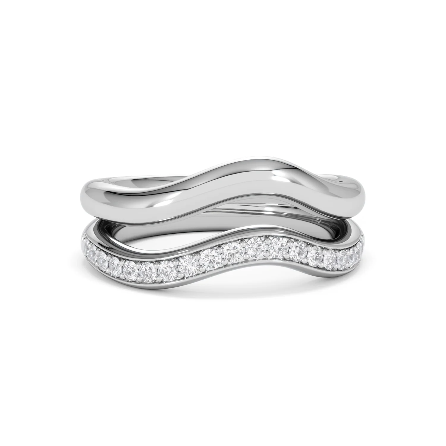 Duo Wave Stacking Lab Diamond Ring 0.26ct in 925 Silver - Image 10