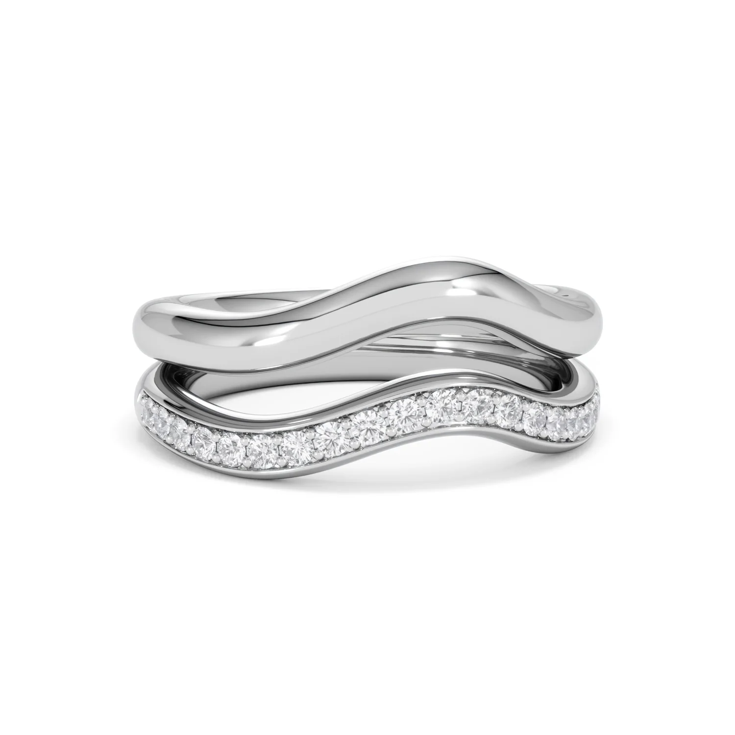 Duo Wave Stacking Lab Diamond Ring 0.26ct in 925 Silver - Image 11
