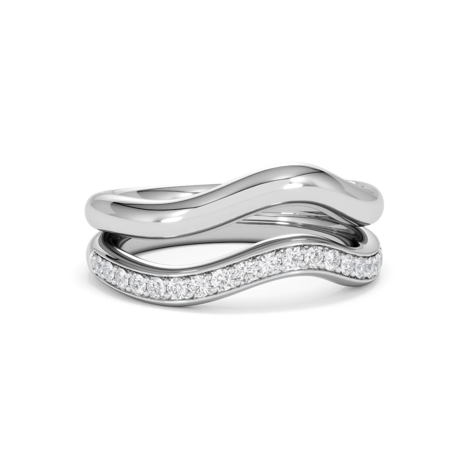 Duo Wave Stacking Lab Diamond Ring 0.26ct in 925 Silver - Image 12