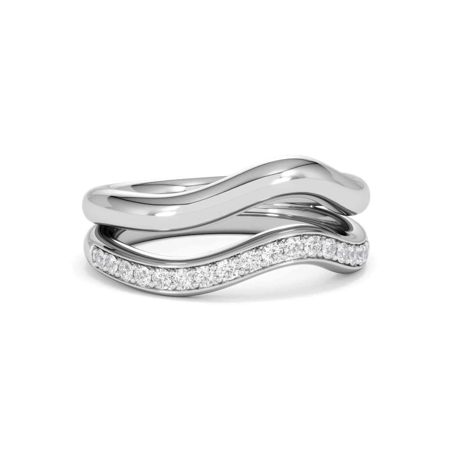 Duo Wave Stacking Lab Diamond Ring 0.26ct in 925 Silver - Image 13