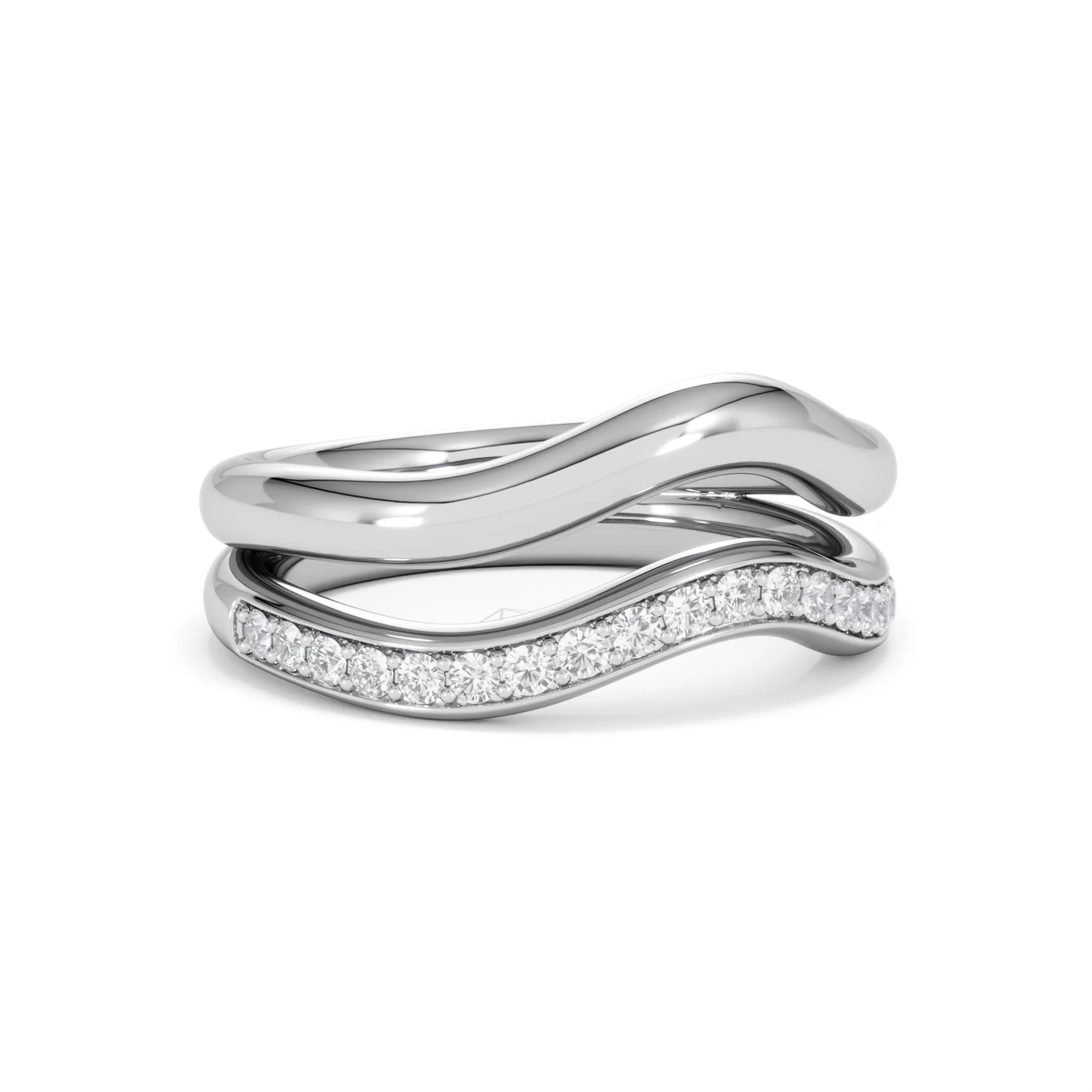 Duo Wave Stacking Lab Diamond Ring 0.26ct in 925 Silver - Image 14