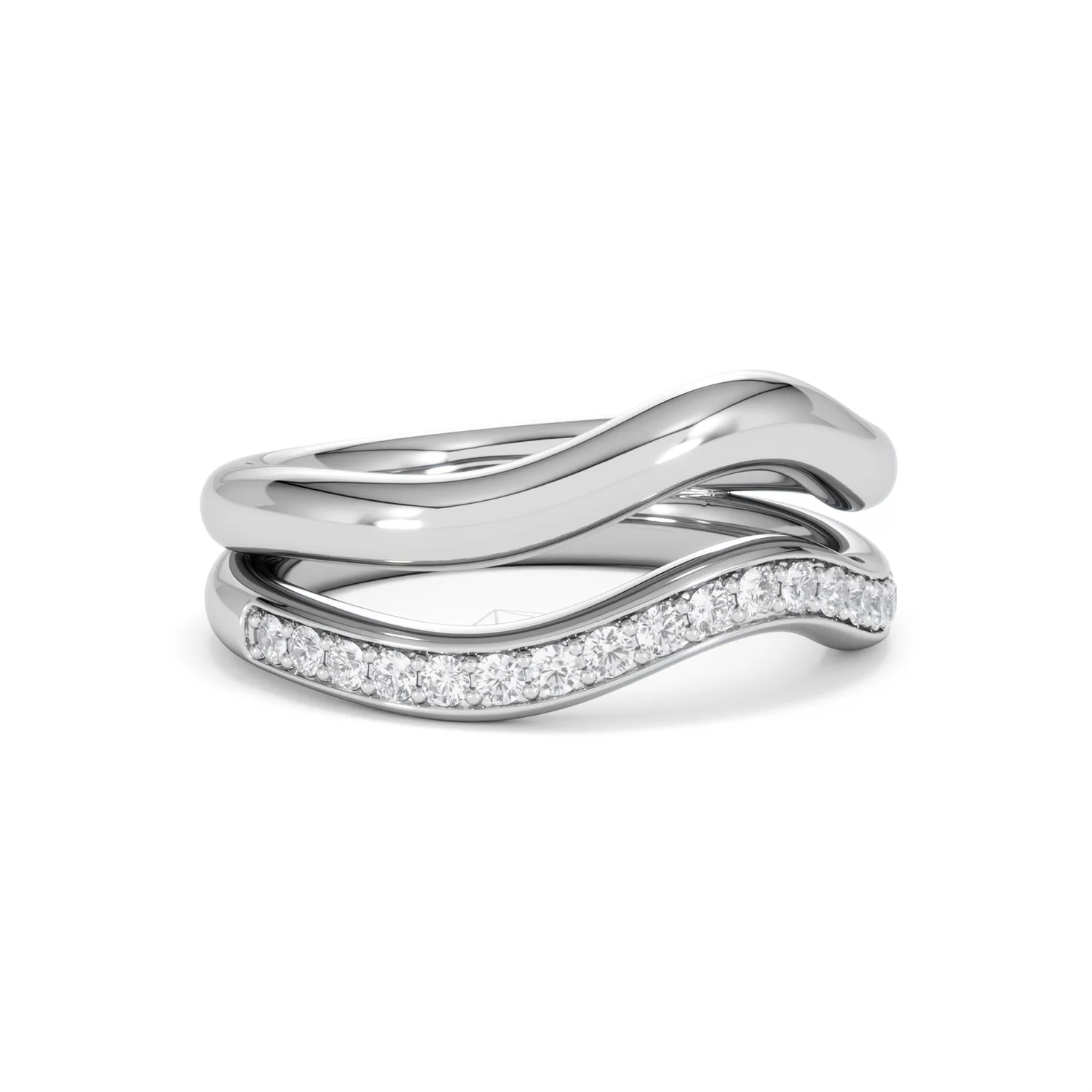 Duo Wave Stacking Lab Diamond Ring 0.26ct in 925 Silver - Image 15