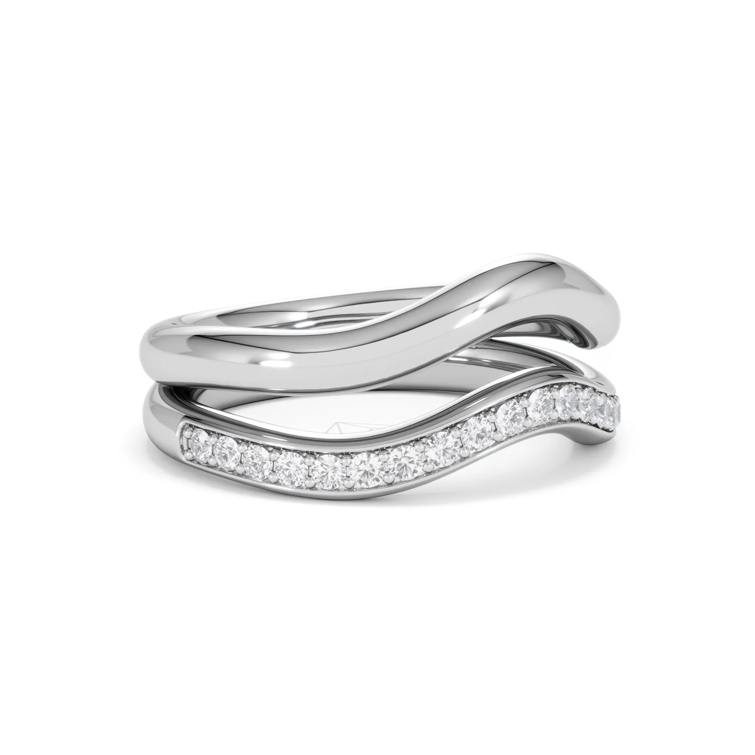 Duo Wave Stacking Lab Diamond Ring 0.26ct in 925 Silver - Image 16