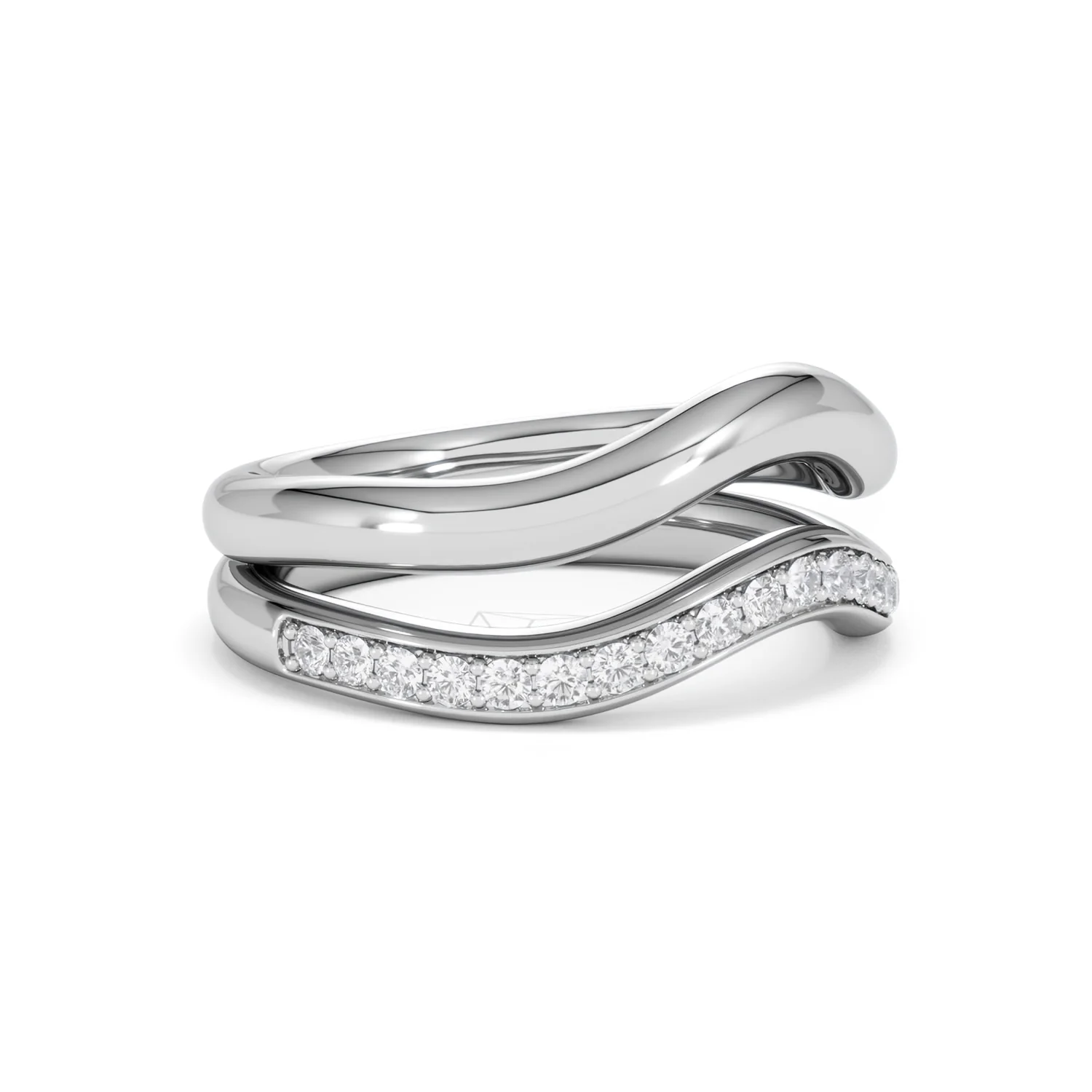 Duo Wave Stacking Lab Diamond Ring 0.26ct in 925 Silver - Image 17