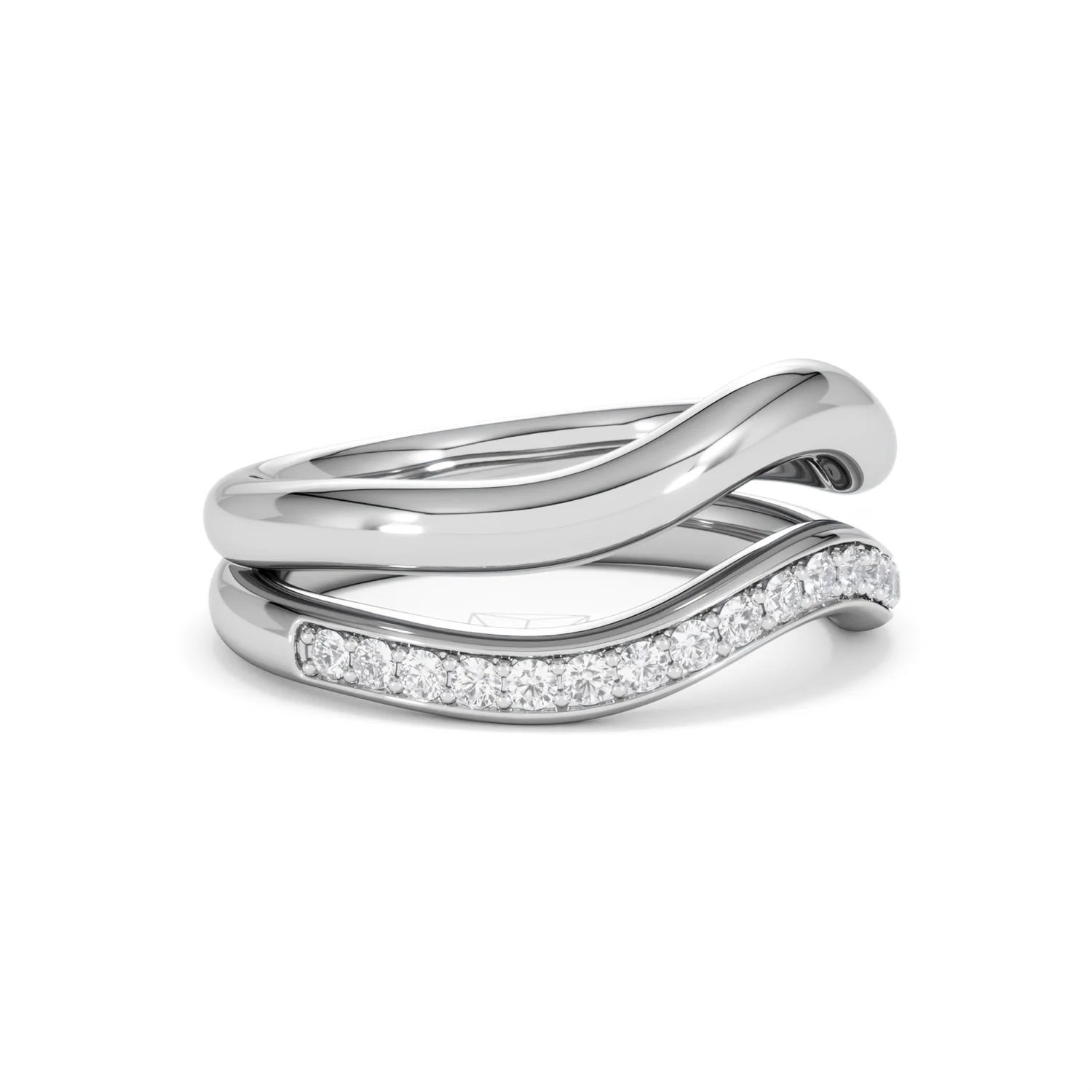 Duo Wave Stacking Lab Diamond Ring 0.26ct in 925 Silver - Image 18